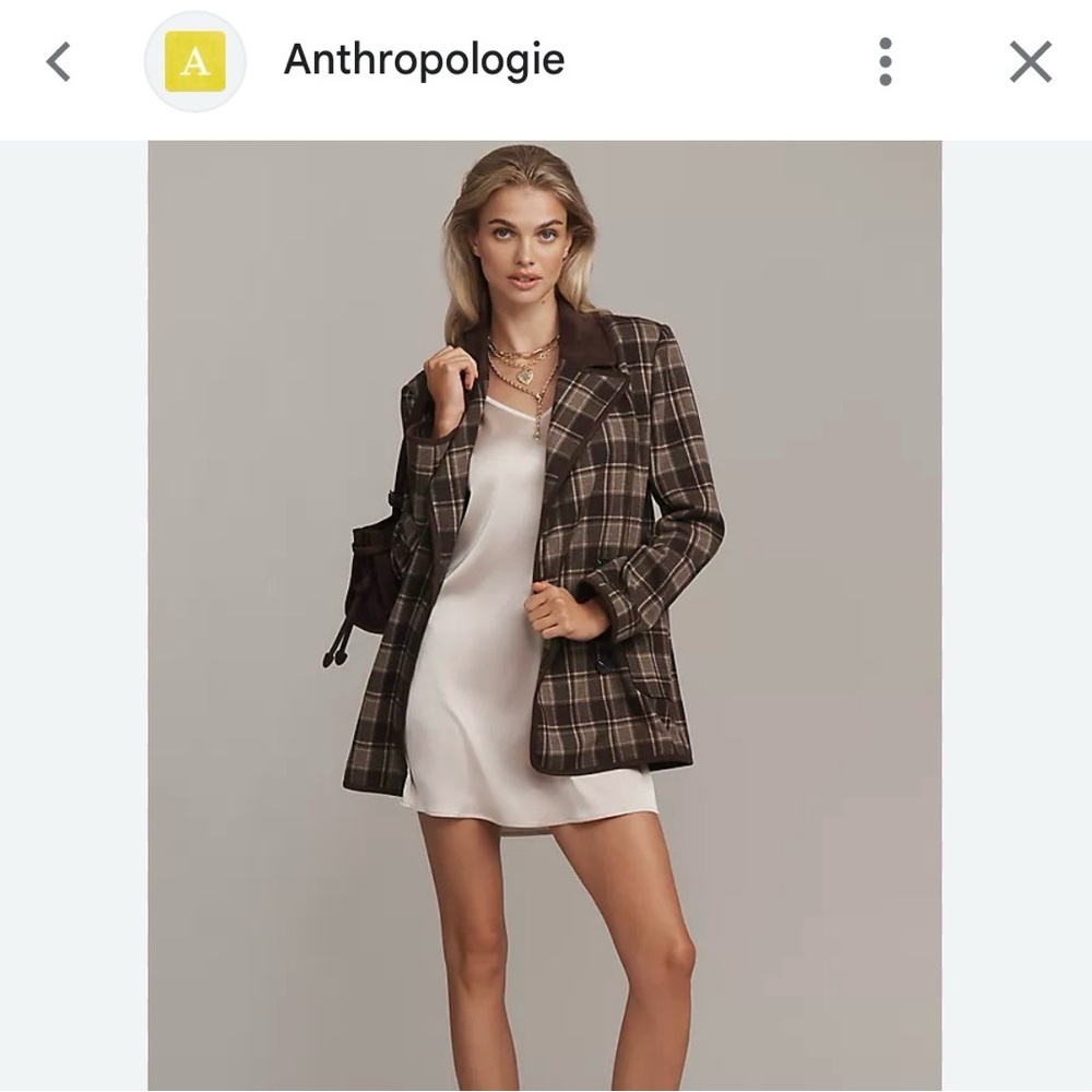 Anthropologie AVEC DES FILLES Plaus Blazer Jacket in Brown Cream